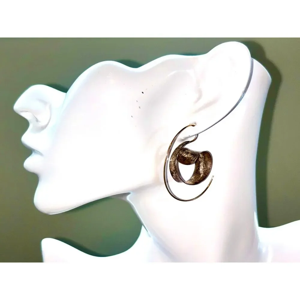 Gold and Copper Tone Spiral Threader Earrings - Elegant
